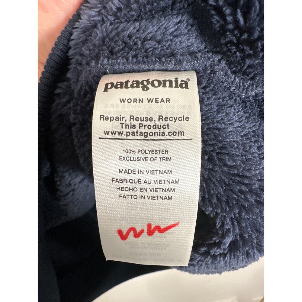 Patagonia Womens Teddy Fleece Double Sided Pullover Size Medium Navy Blue - Picture 9 of 11